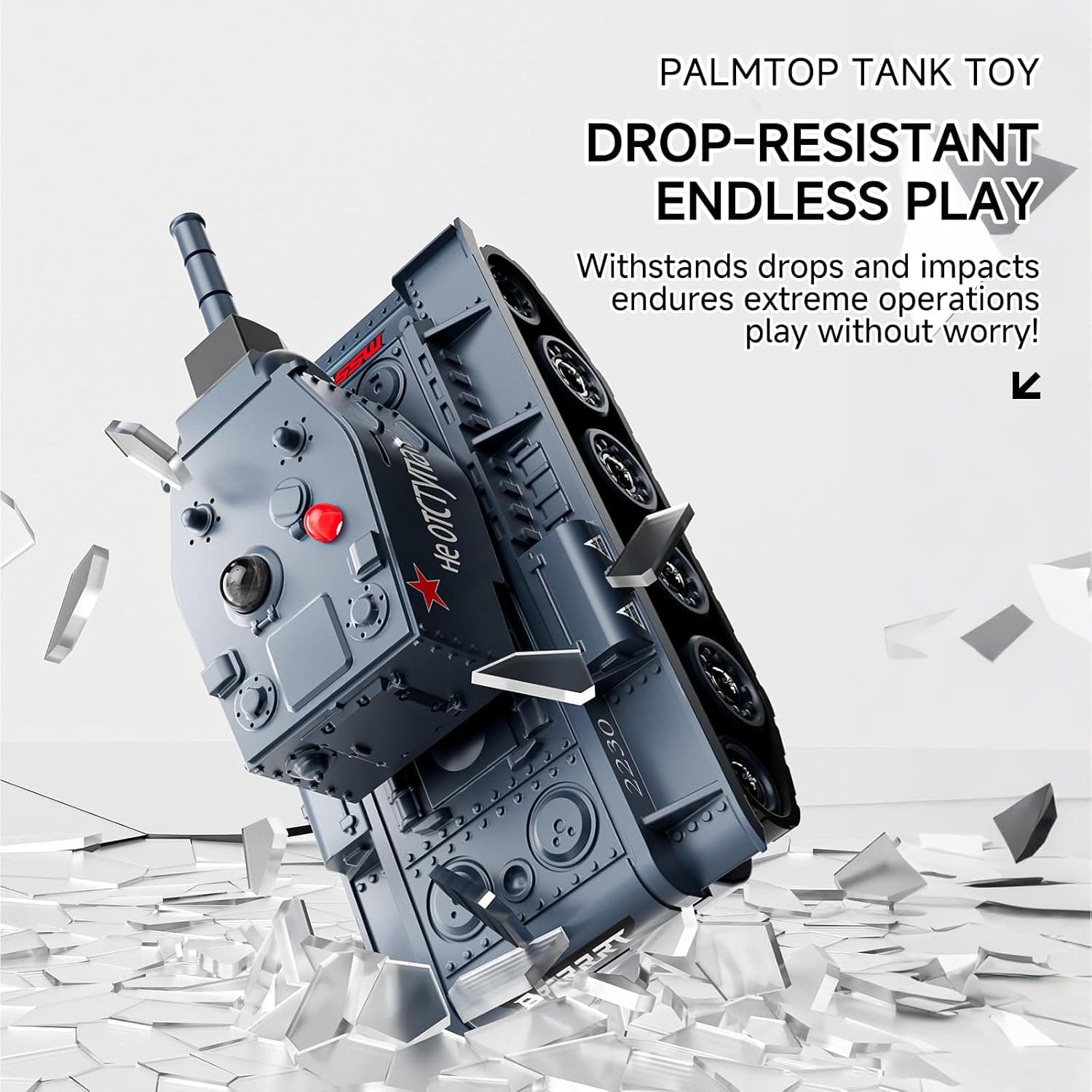 BRRRRT 1:64 Mini RC Battle Tank with 330° Rotating Turret — view 6